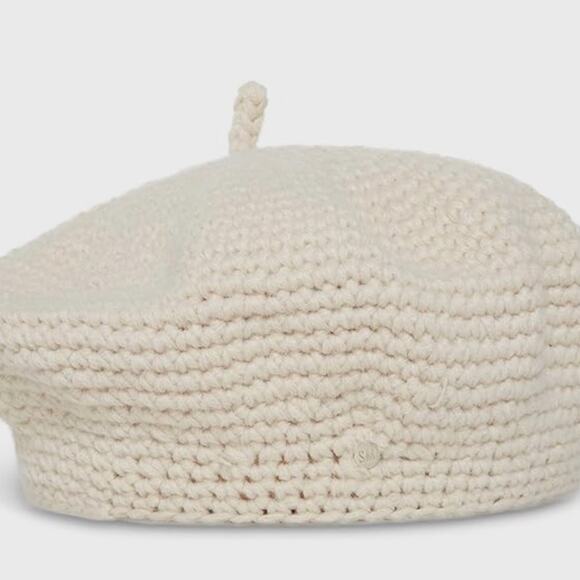 Steve Madden Beret Hat Womens One Size Cream Knit Minimalistic Crotchet Modern - Picture 4 of 6